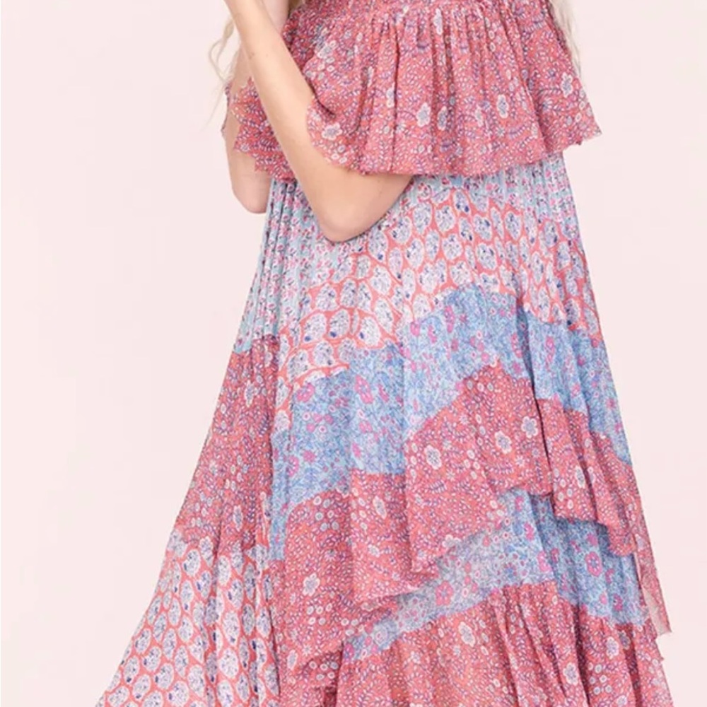 NWT Rebecca Taylor Amanda off shoulder mixed tier silk Dreas Size 6 - Picture 3 of 15